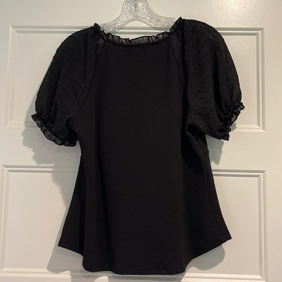 Status by Chenault Plaid Overlay Bodice Top Medium Black - Picture 10 of 13